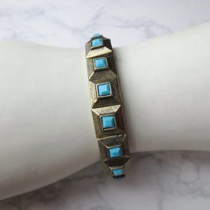 Brass and Turquoise Comfortable Summer Stretch Bracelet